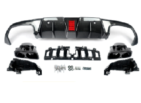 W205 2DR REAR DIFFUSER BRABUS STYLE WITH TIPS G/B