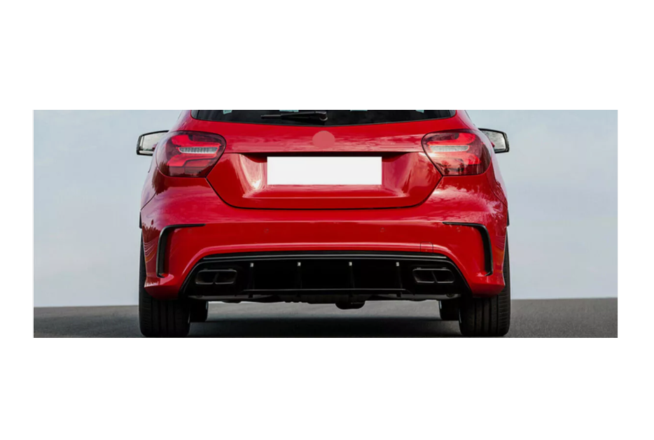 W176 REAR DIFFUSER WITH BLACK PIPES GLOSS BLACK
