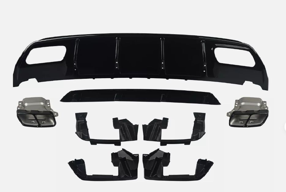 W176 REAR DIFFUSER WITH BLACK PIPES GLOSS BLACK