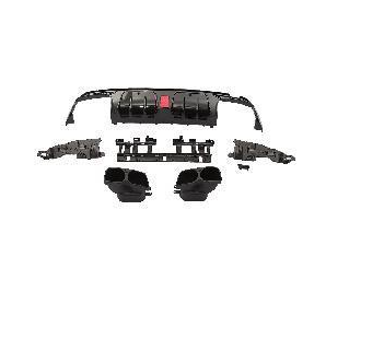 W205 4DR REAR DIFFUSER BRABUS STYLE WITH TIPS GLOSS BLACK